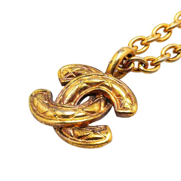Chanel Coco Mark Matelasse Necklace, Gold Plated, Women's, CHANEL - Picture 1 of 7